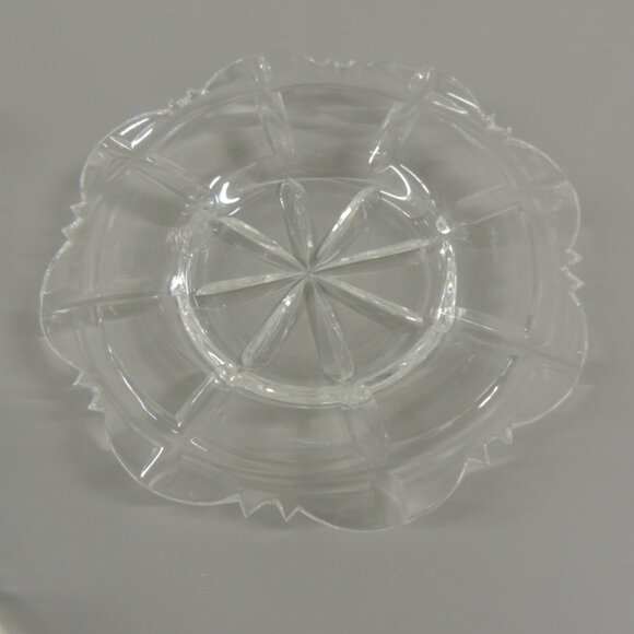 English Cut Crystal Round Dessert Plates with Scallop Edges (4) - Picture 3 of 9